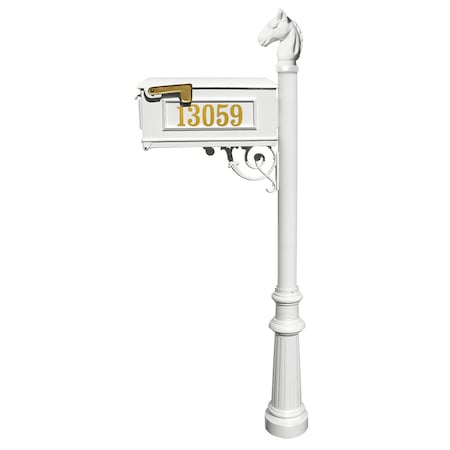 Qualarc Mailbox w/decorative fluted base, horsehead finial LMCV-801-WHT